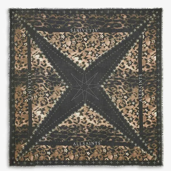 NEW ALLSAINTS Celia animal-print woven scarf One Size #2028 - Picture 1 of 6